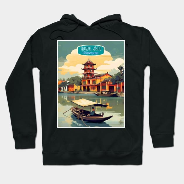 Hoi An Vietnam Vintage Travel and Tourism Advertising Print Hoodie by posterbobs